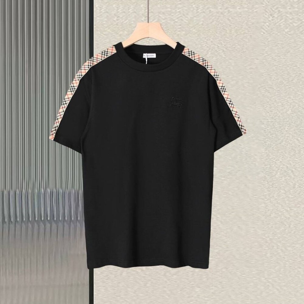 Burberry Checked round neck slim short sleeve T-shirt